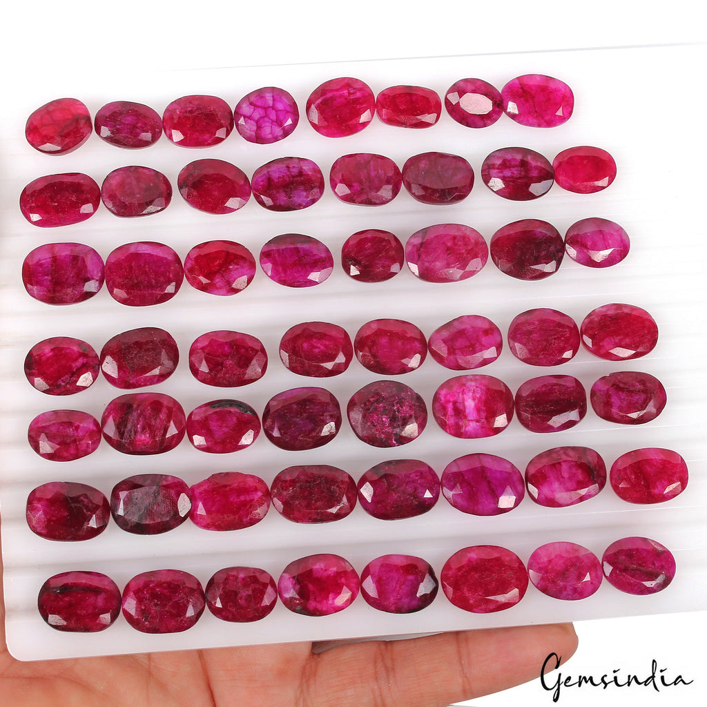 590 Ct Natural Red Pink Beryl Oval Faceted Loose Wholesale Gemstone Lot 56 Pcs