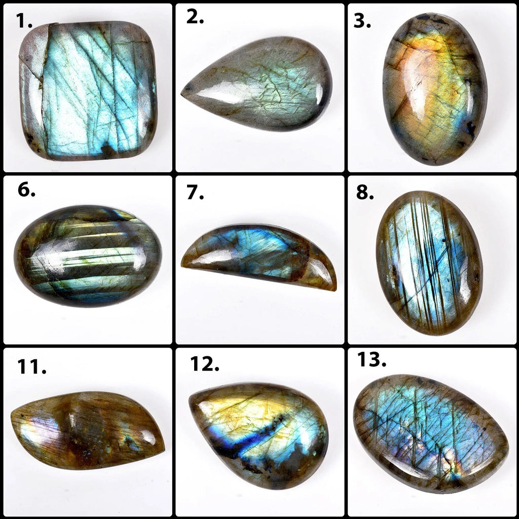 Labradorite Lot, Cabochon, Untreated — 20 Pieces, 21mm to 44mm, 770 Ct