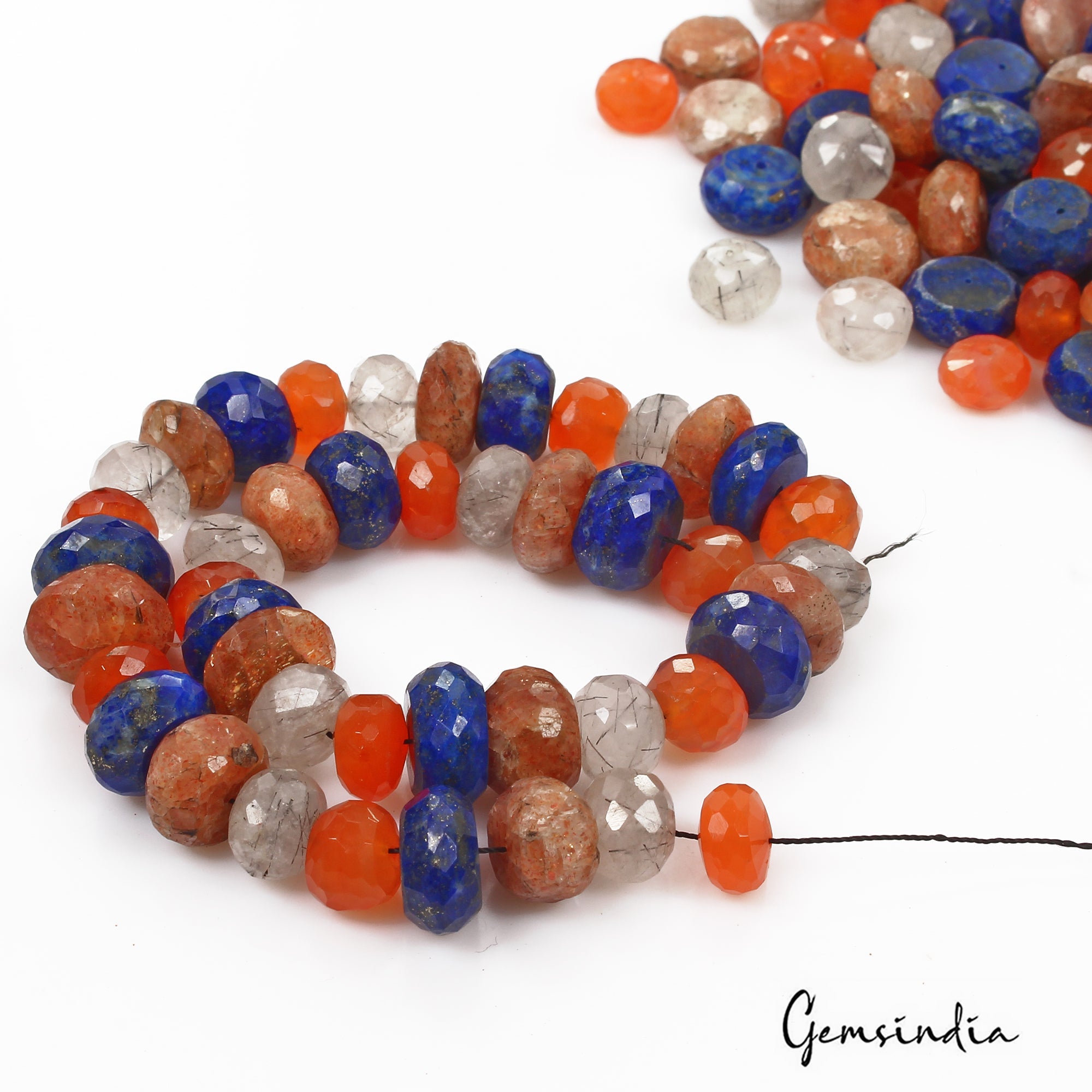 830 Ct/172 Pcs Natural Multi Color Gems Round Faceted Cut Drill Bead For Jewelry
