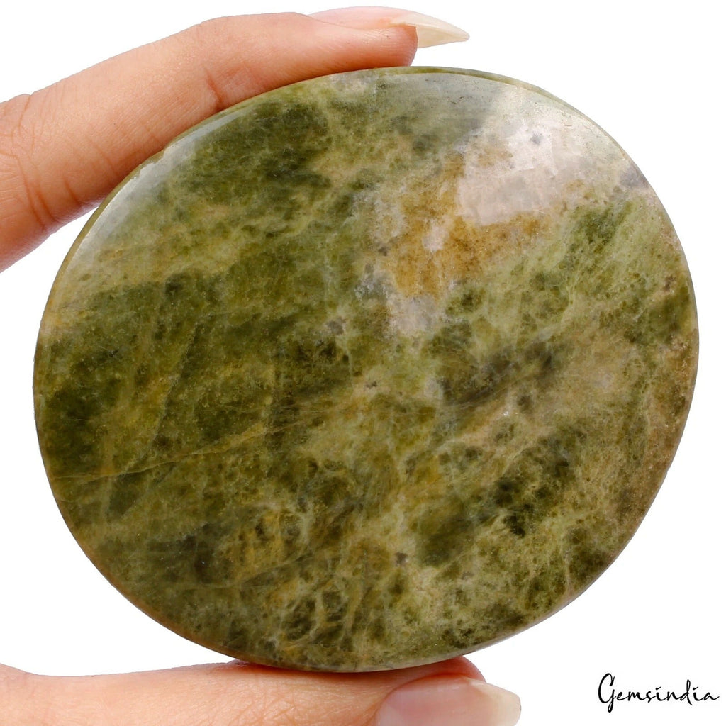 1180 Ct~ Natural Green Vessonite Oval Cab Floral Loose Hand Carved Gemstone
