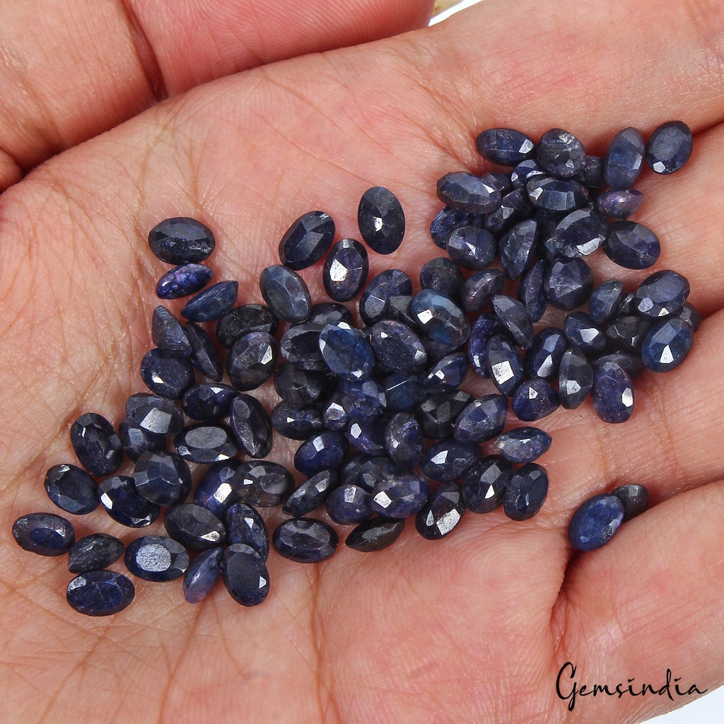 Certified 63.80 Ct/105 Pcs Natural Blue Sapphire Oval Calibrated Gem For Jewelry