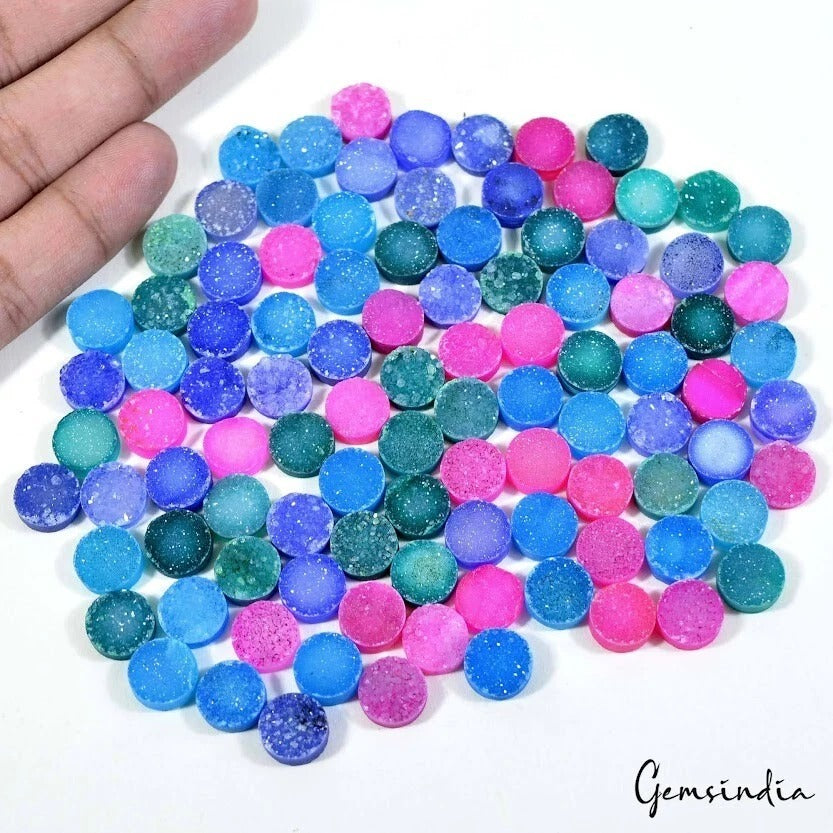Agate Lot, Loose Gemstone, Round Cut, Color Enhanced — 100 Pieces, 10mm, 400 Ct