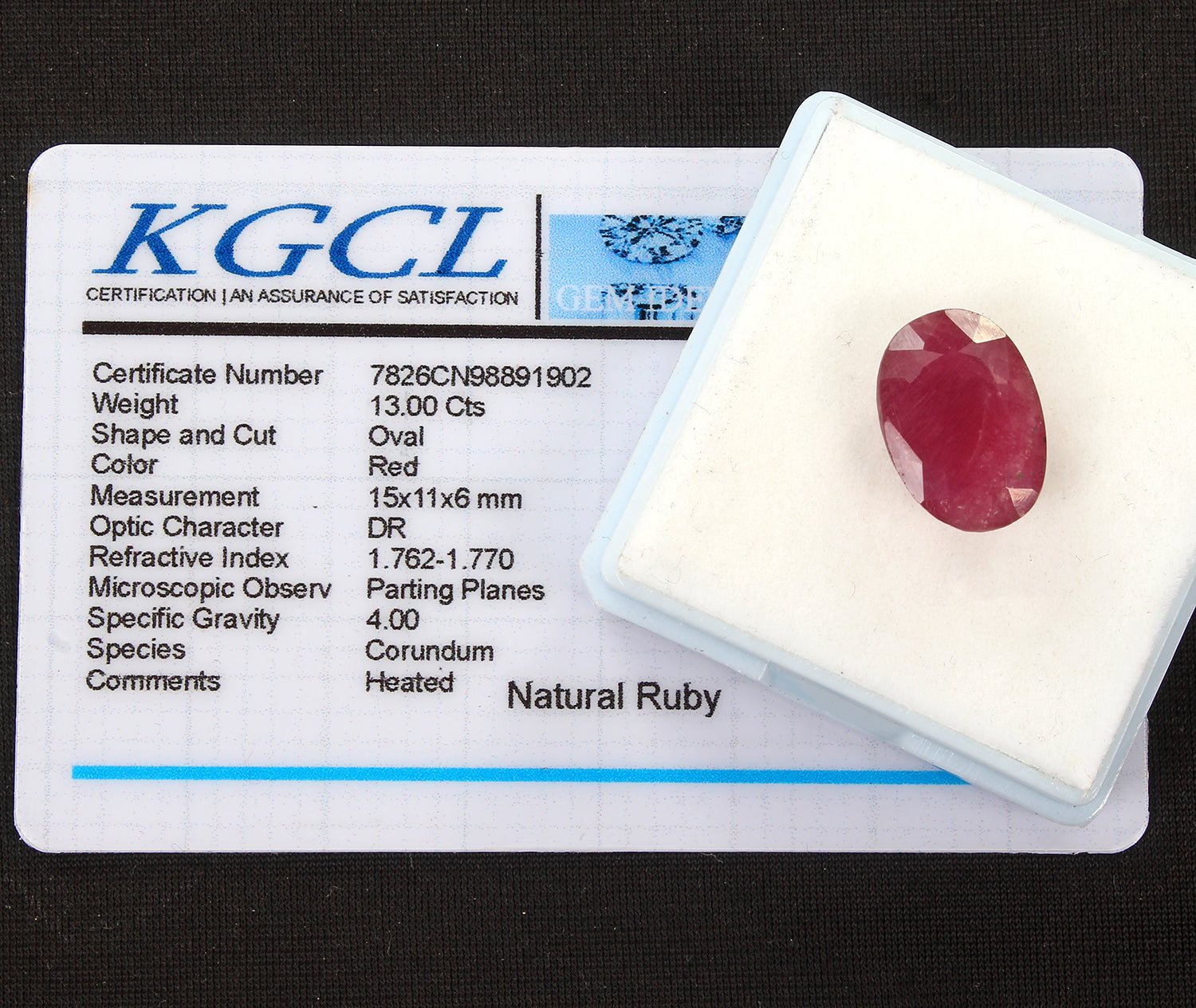 Certified 13.00 Ct.Museum Gem! Natural Top Red Heated Ruby Mozambique Gemstone