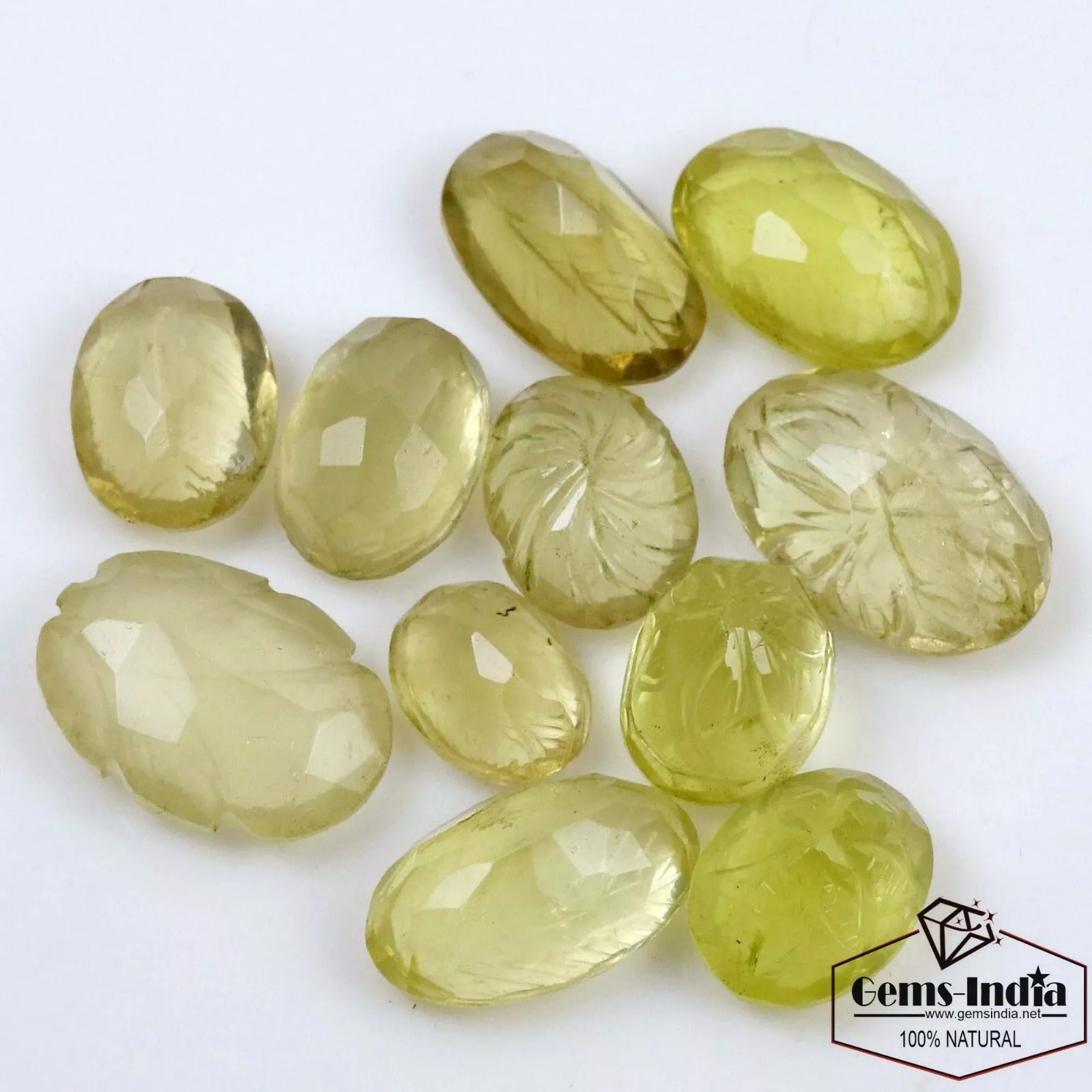 197.80Ct Natural Lemon Quartz Citrine Beautiful Carving Mix Shape Untreated Gems