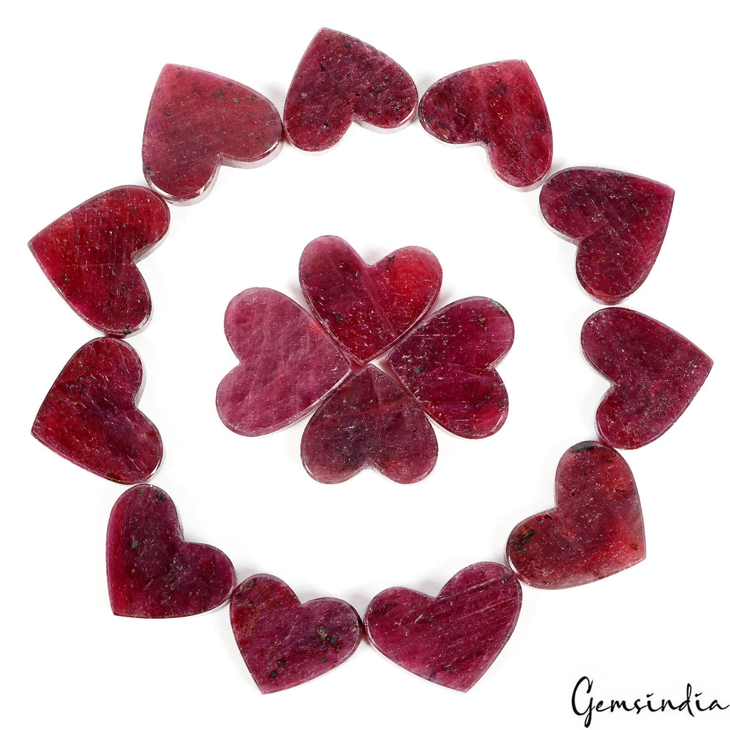 700 Cts/15 Pcs Natural Madagascar Red Ruby Heart Cut Loose Gems Lot 20mm -25mm