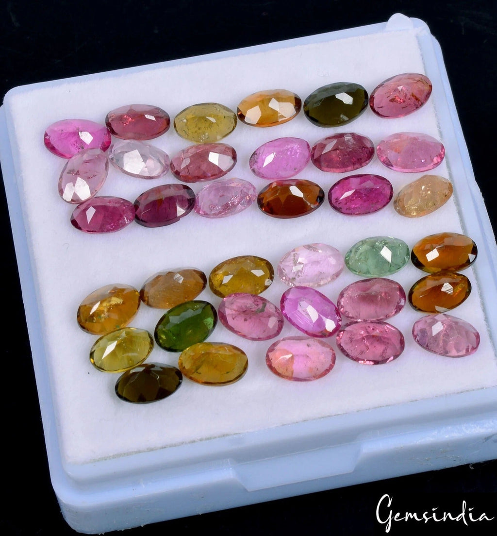 35 Pcs Natural Multi Tourmaline 6x3mm Oval Cut Loose Untreated Gemstones~16.50Ct