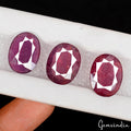 Ruby Lot, Loose Gemstone, Oval Cut, Heated — 3 Pieces, 26x12mm, 36.00 Ct, Mozambique