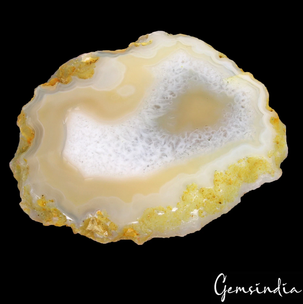 274 Ct Natural yellow-White Onyx/Agate Freeform Slice Cabochon — Pendant Jewelry