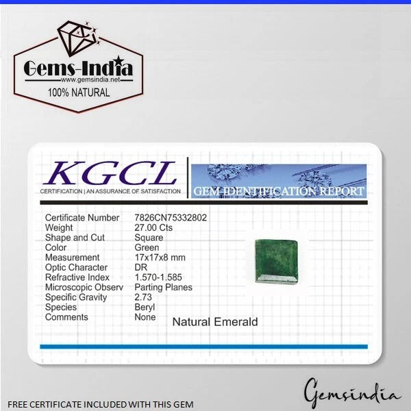 Emerald Loose Gemstone, Color Enhanced, Green — 17x17x8mm, 27.00 Ct, Brazil