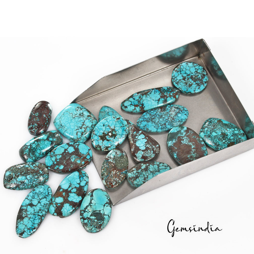 680 Ct/18 Pcs Natural Blue Arizona Spider Web Turquoise Mix Cab Loose Gems Lot