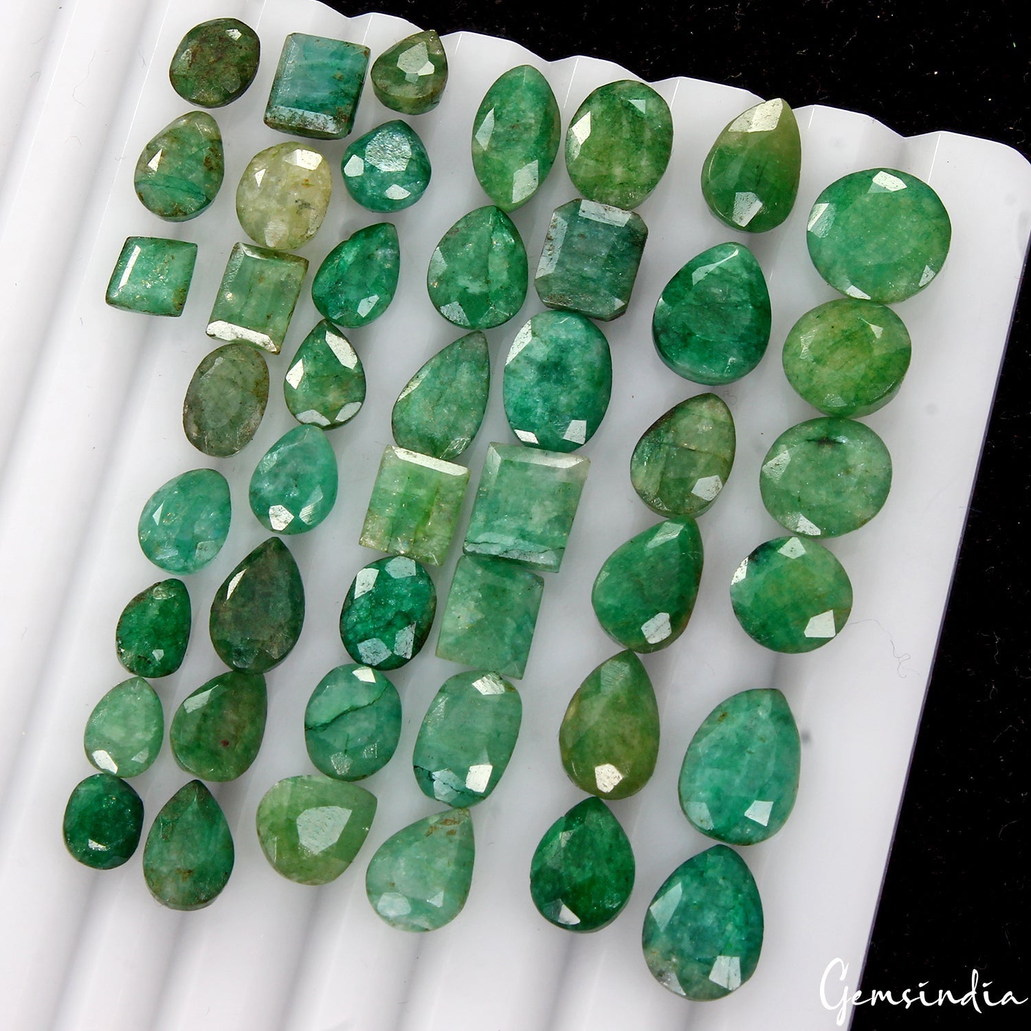 87 Ct Natural Green Emerald Mix Cut Loose 6-11mm Loose Gemstones Lot for jewelry