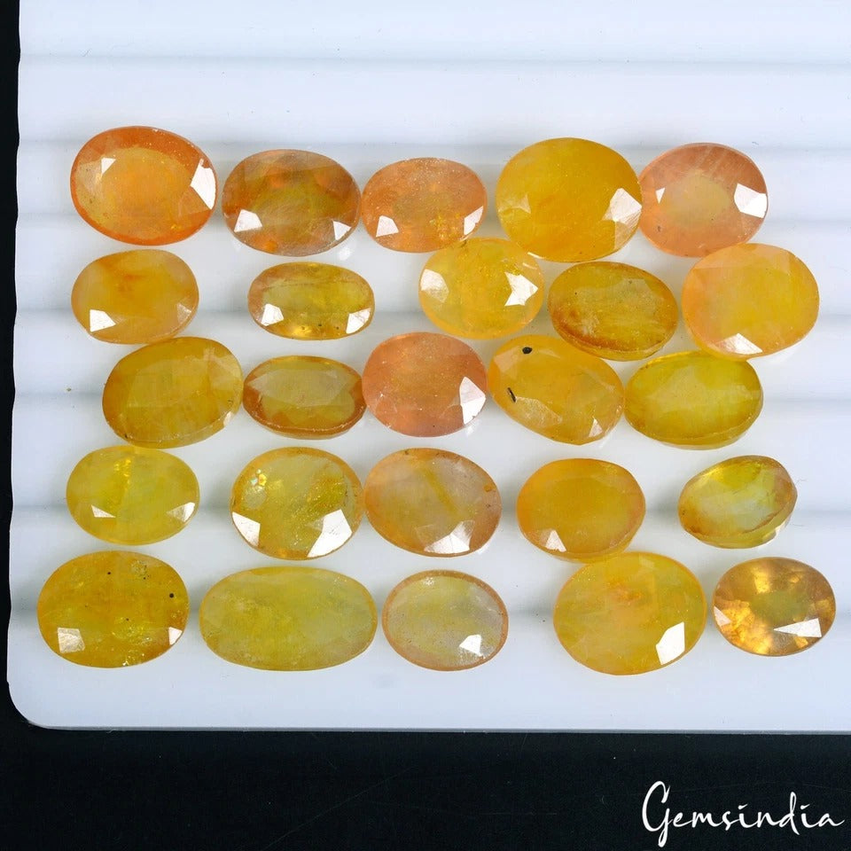 Yellow Sapphire Lot, Loose Gemstone, Untreated — 25 Pieces, 10mm to 15mm, 159.70 Ct, Sri Lanka