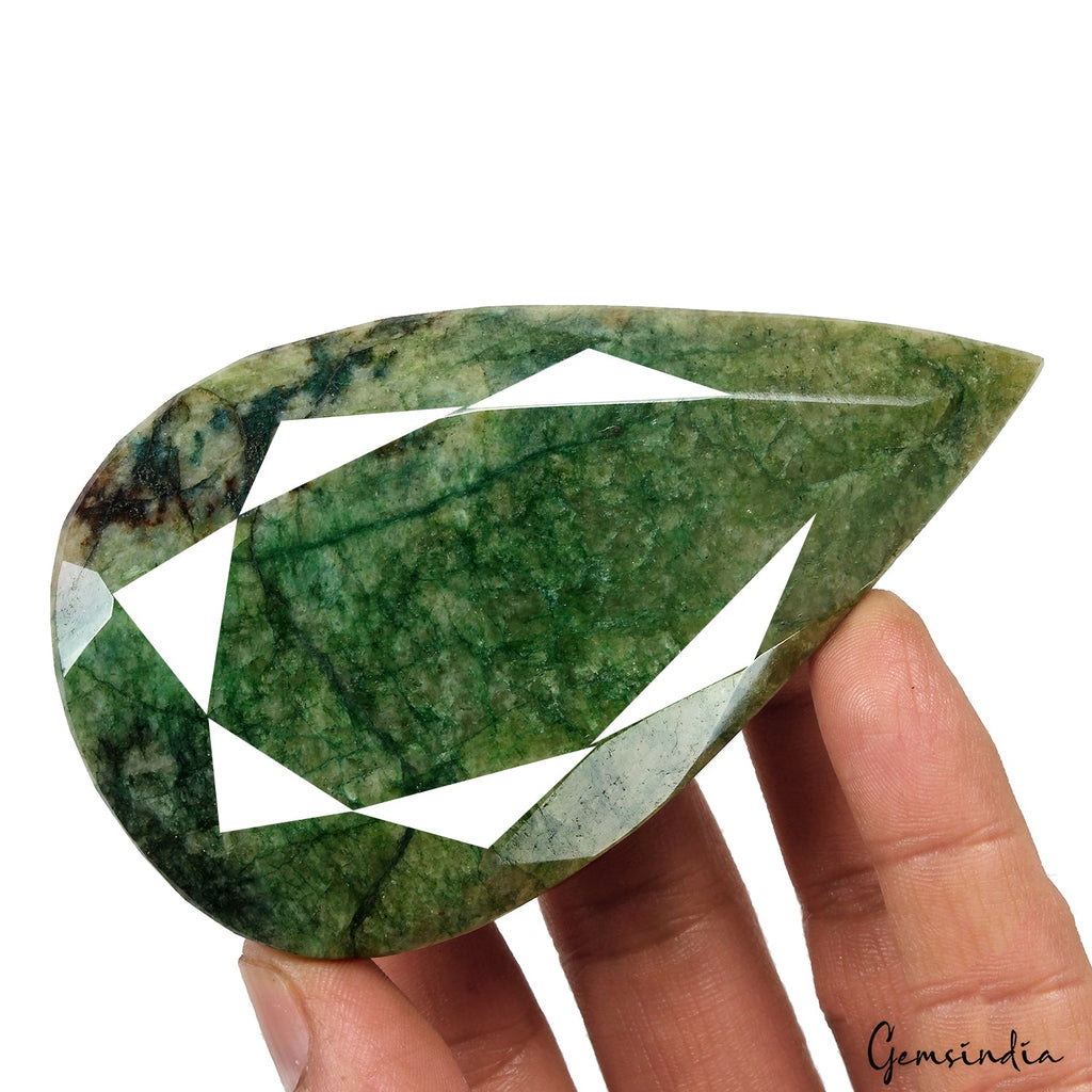 1300 Ct Natural Green Brazilian Emerald Pear Cut Faceted Earth Mined Huge Gems