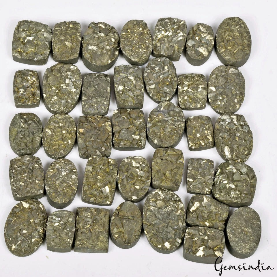 Pyrite Lot, Loose Gemstone, Untreated, Gold — 36 Pieces, 17mm to 27mm, 1530 Ct