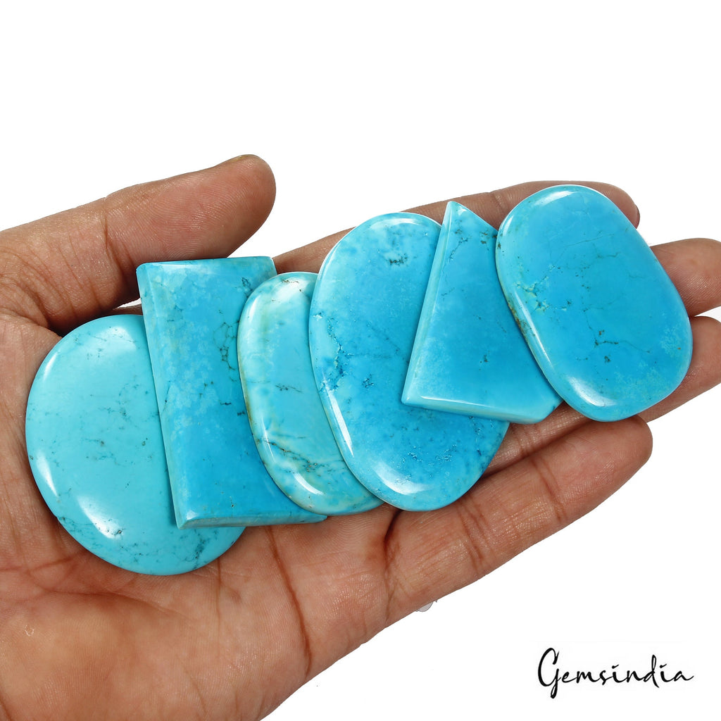 760 Cts/6 Pcs Natural Blue Spiderweb USA Arizona Turquoise Mixed Loose Gems Lot