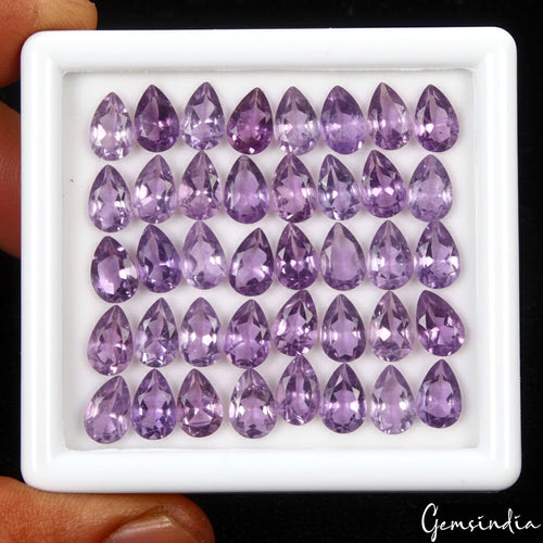 Amethyst Lot, Loose Gemstone, Purple — 40 Pieces, 9mm, 47.50 Ct, Brazil