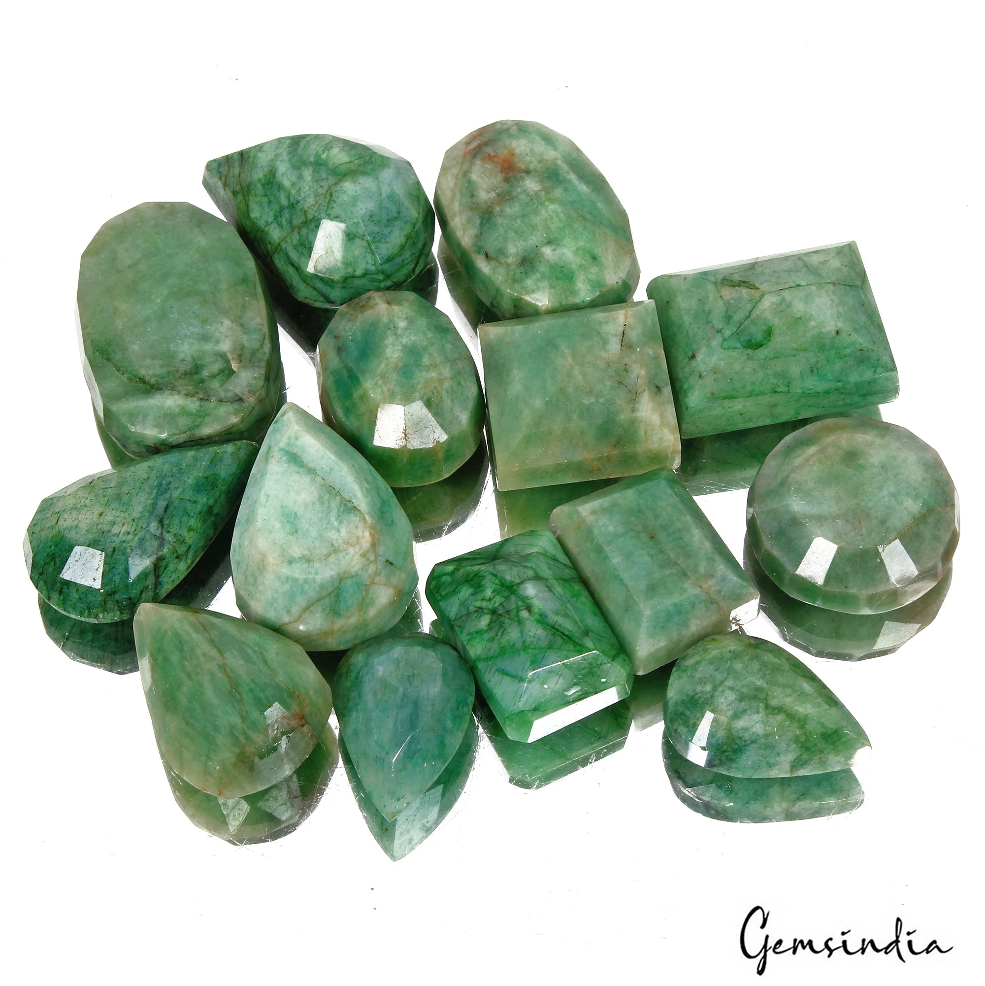 1130 Cts/14 Pcs Natural Green Emerald Mix Cut Loose Wholesale 25mm-44mm Gems Lot