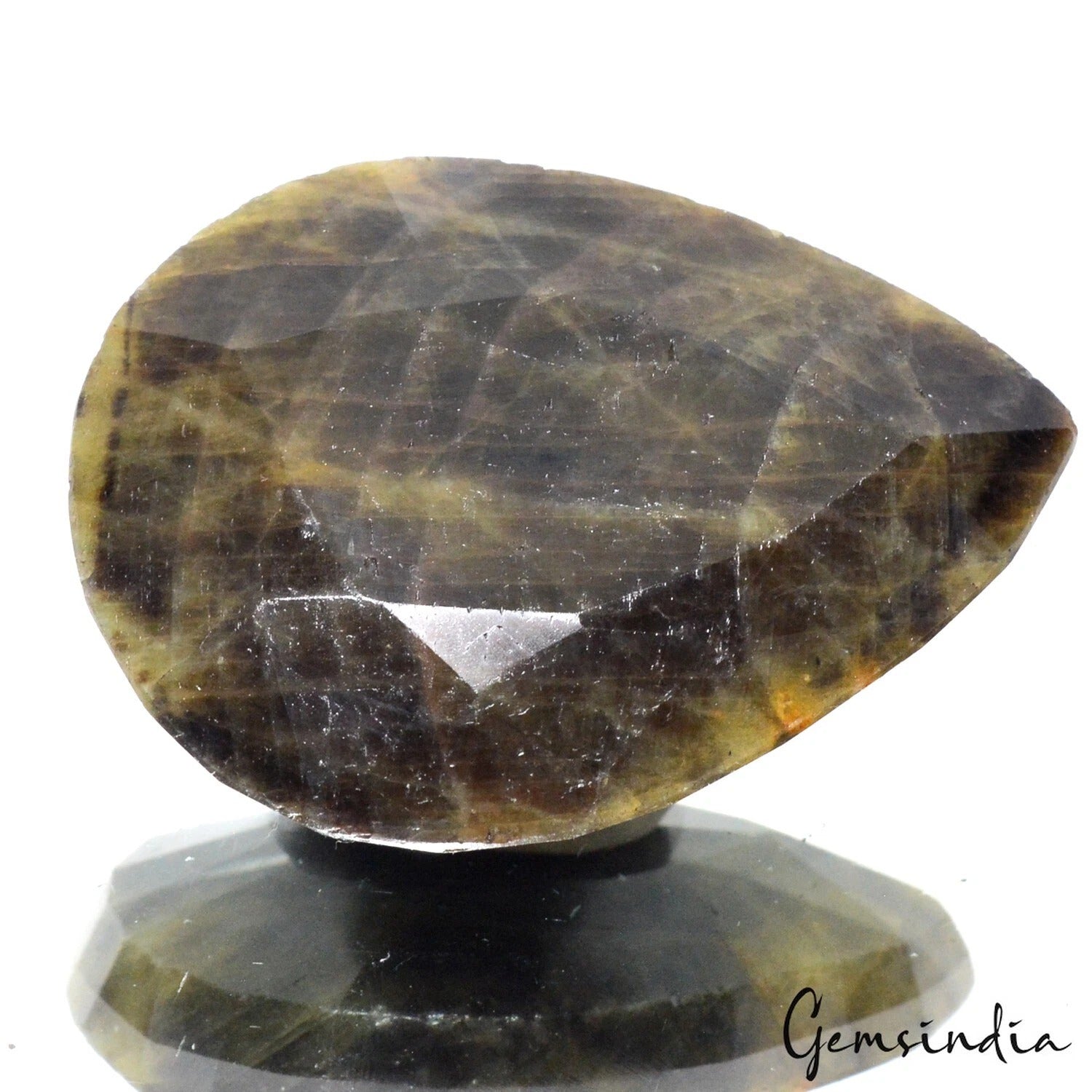 380 Ct Natural Bi-color Brown Untreated Sapphire Pear Faceted Cut Loose Huge Gem