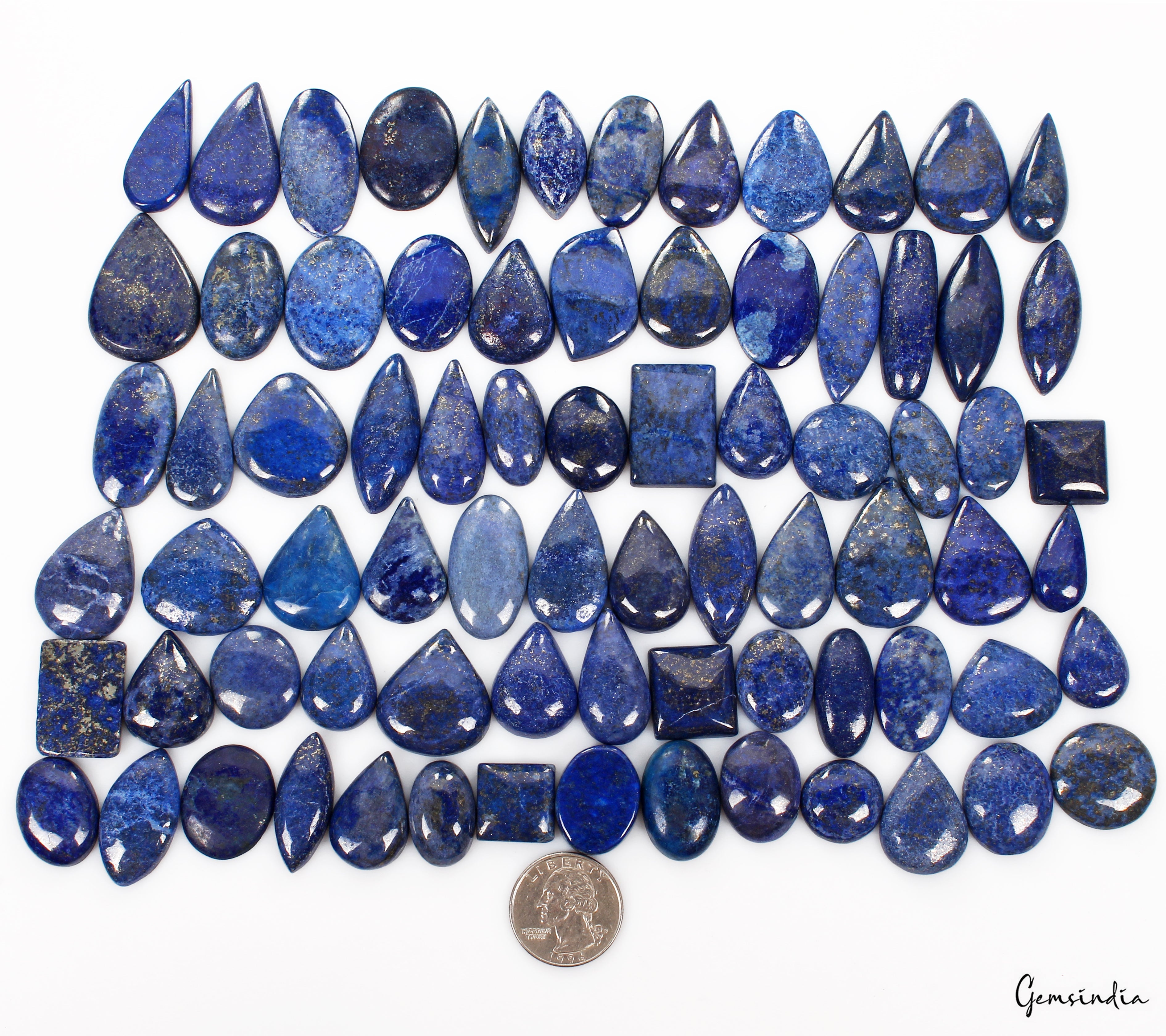 1830 Cts/76 Pcs Natural Blue Lapis Lazuli Gold Flecks Mix Loose Wholesale Gems