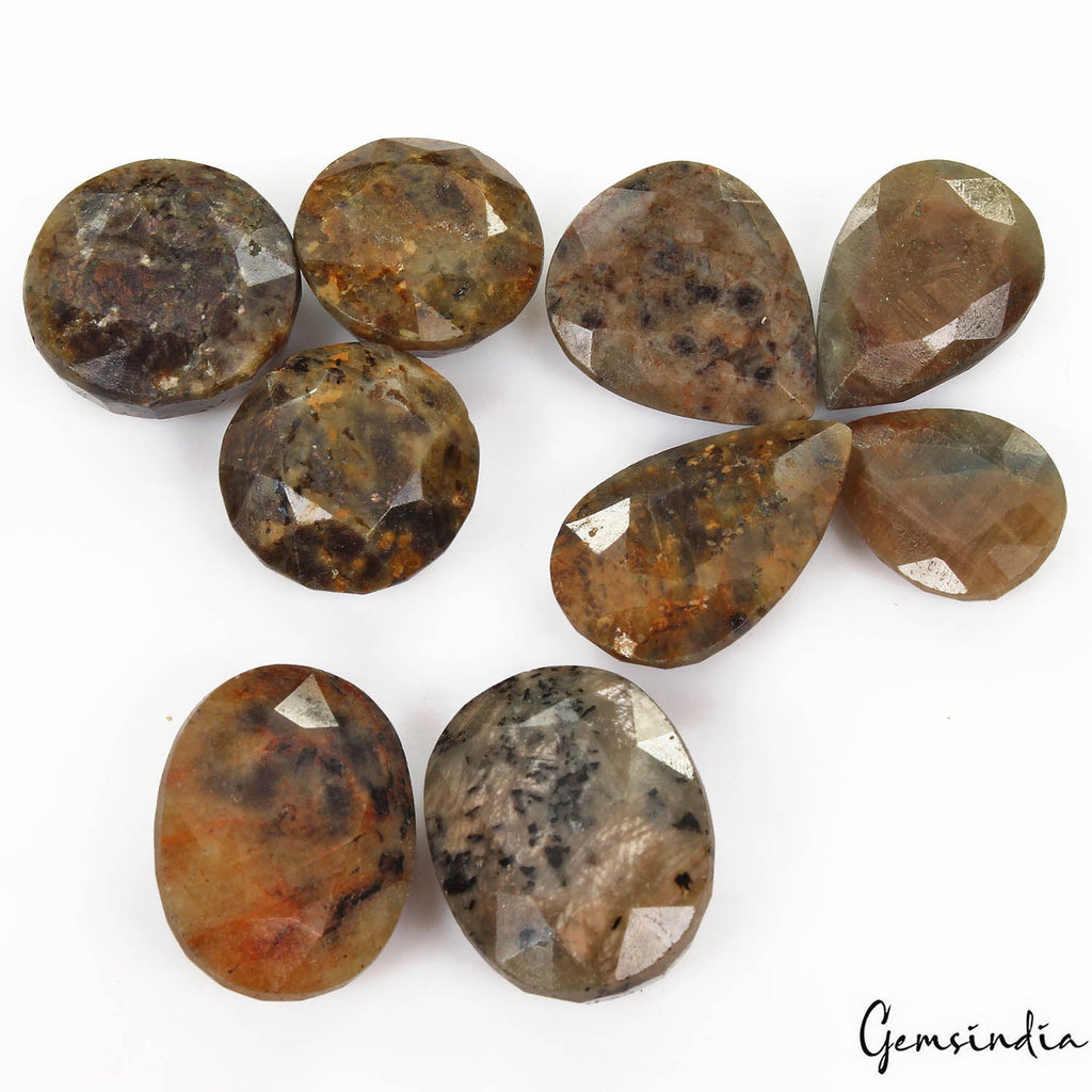 640 Cts/9 Pcs Natural Untreated Bi Color Sapphire Mixed Cut Loose Wholesale Gems