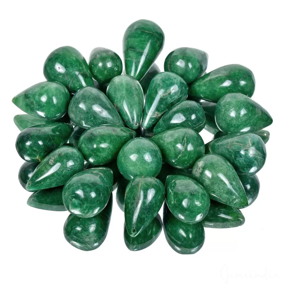 900 Ct Natural Green Emerald Pear Drop Cab Briolette Loose Gemstone Lot 21 Pcs