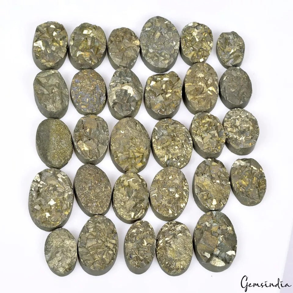 Pyrite Lot, Loose Gemstone, Untreated, Gold — 29 Pieces, 17mm to 26mm, 1000 Ct