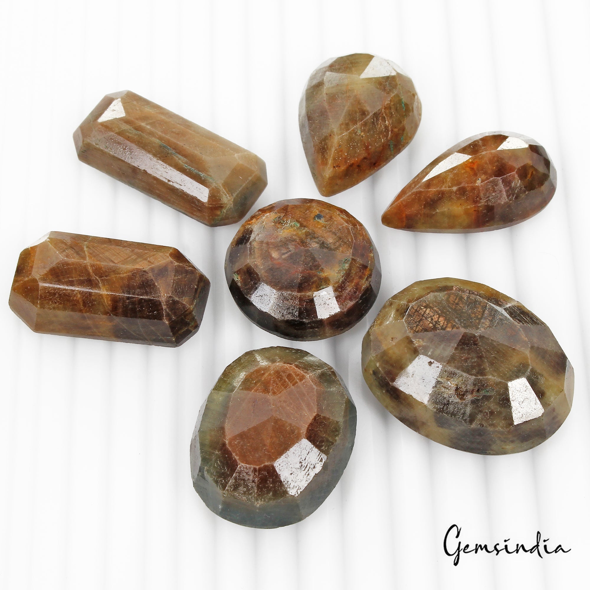 650 Cts/7 Pcs Natural Untreated Brown Sapphire Mix Faceted Cut Loose Gems Lot