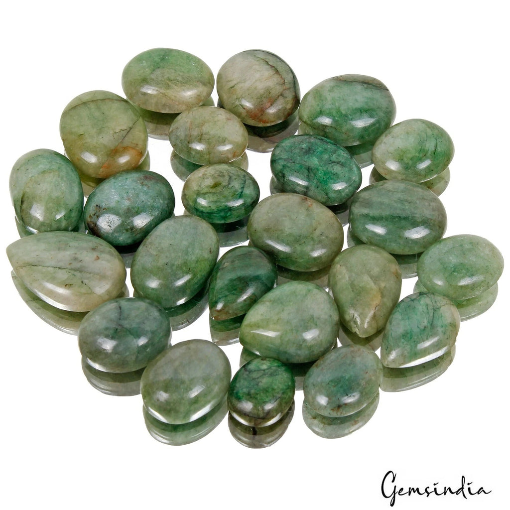 Brazilian Emerald Lot, Cabochon, Color Enhanced, Green — 23 Pieces, 14mm to 24mm, 330 Ct, Brazil