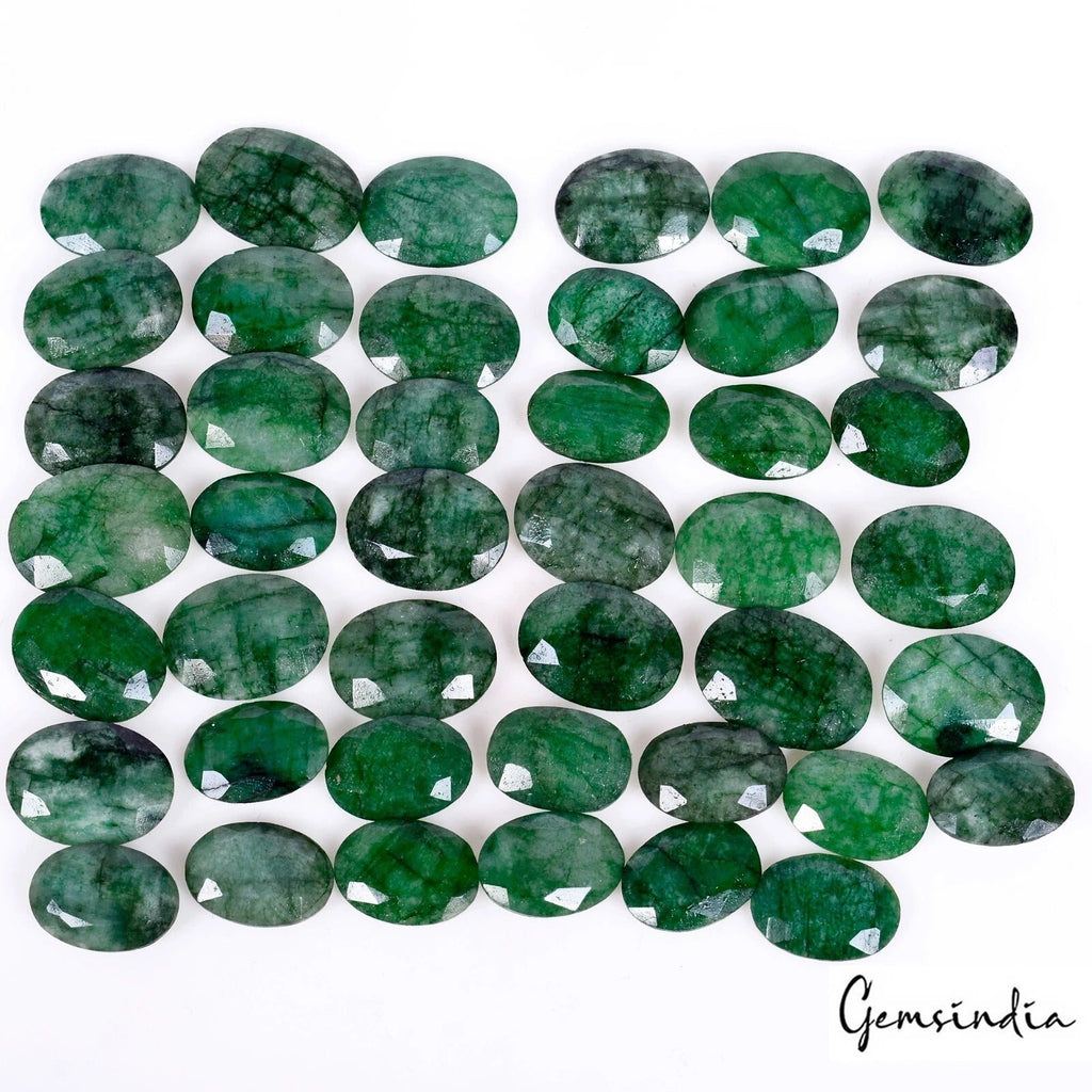 228.30 Cts/43 Pcs Natural Brazilian Green Emerald Oval Cut Loose 14-18mm Gem Lot