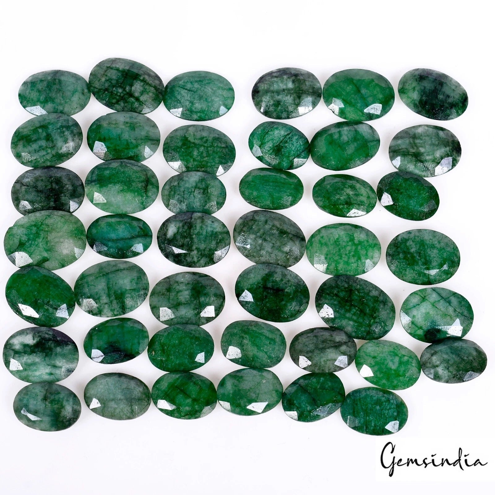 228.30 Cts/43 Pcs Natural Brazilian Green Emerald Oval Cut Loose 14-18mm Gem Lot
