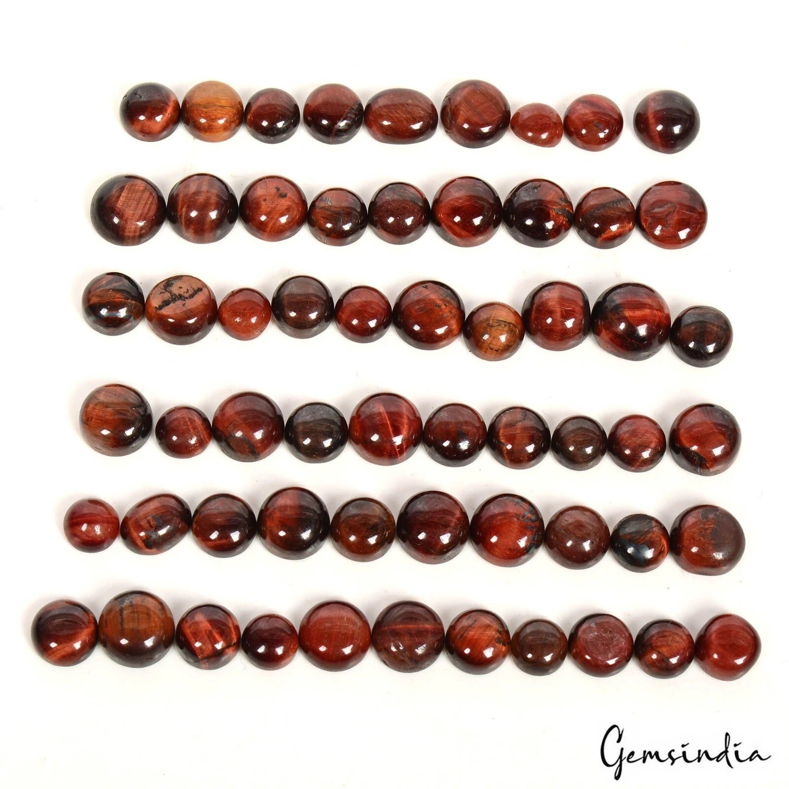 Tiger Eye Lot, Cabochon, Round Cabochon, Untreated — 59 Pieces, 6mm to 10mm, 150.00 Ct, Madagascar