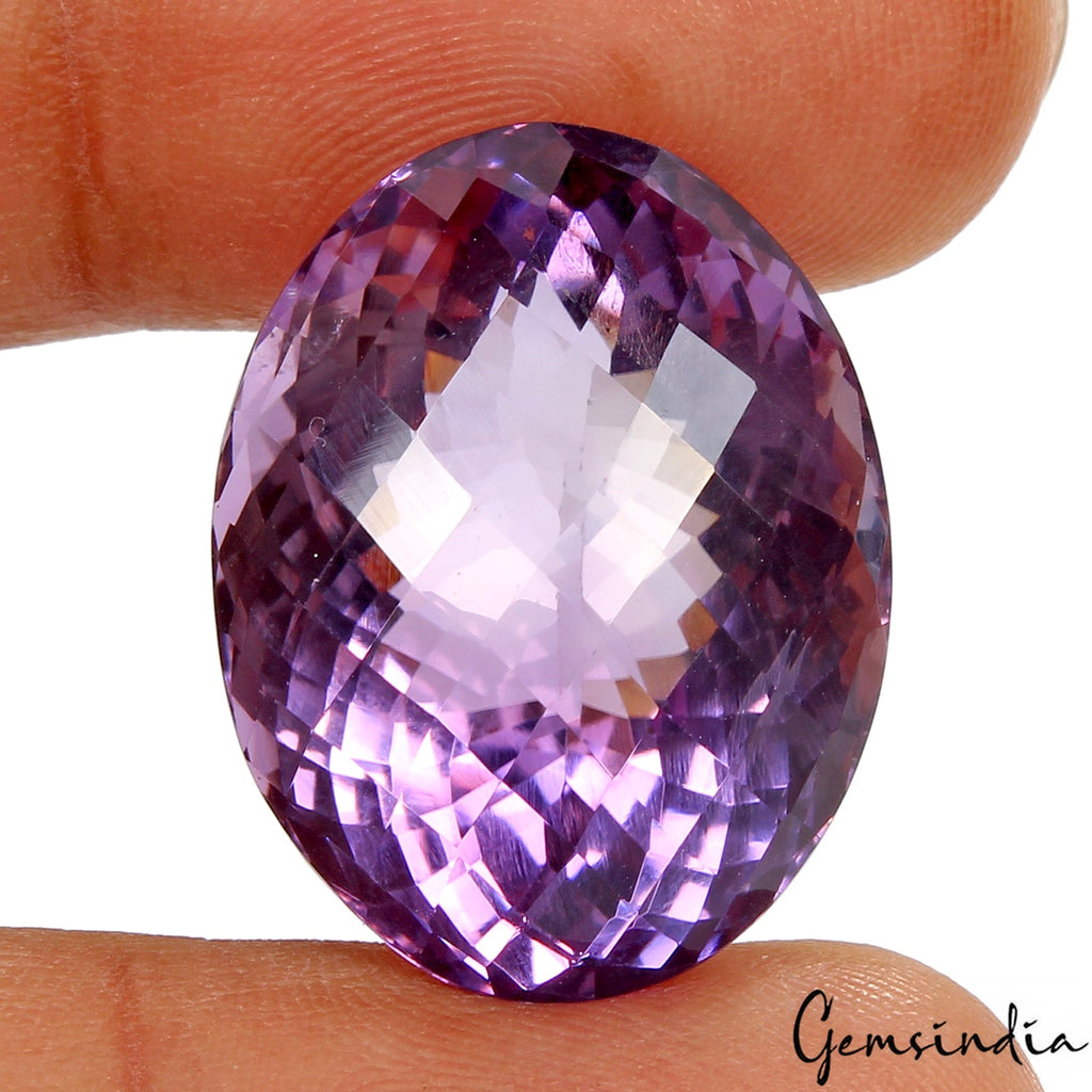 36.80 Cts Natural Rich Purple Amethyst Oval Checker Cut Loose Unheated Gemstone