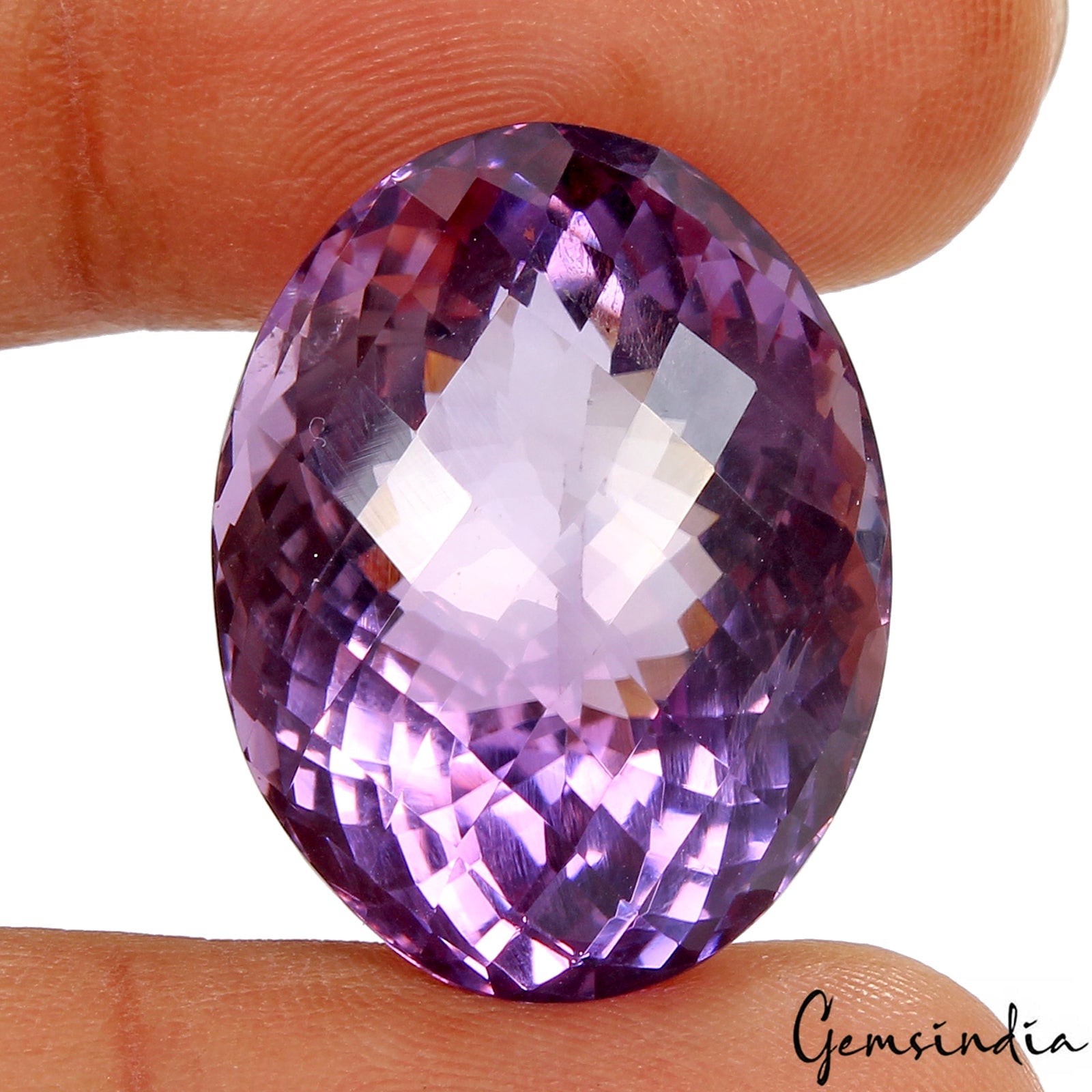 36.80 Cts Natural Rich Purple Amethyst Oval Checker Cut Loose Unheated Gemstone