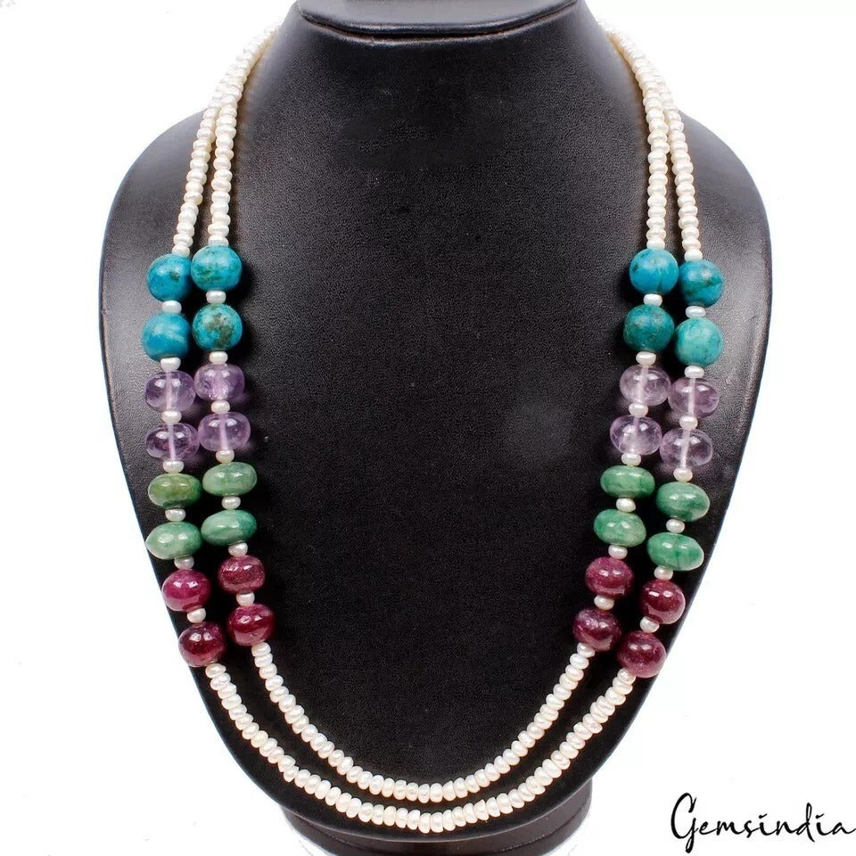 Pearl Necklace, Multi Color — 4mm To 15mm, 715 Ct, India