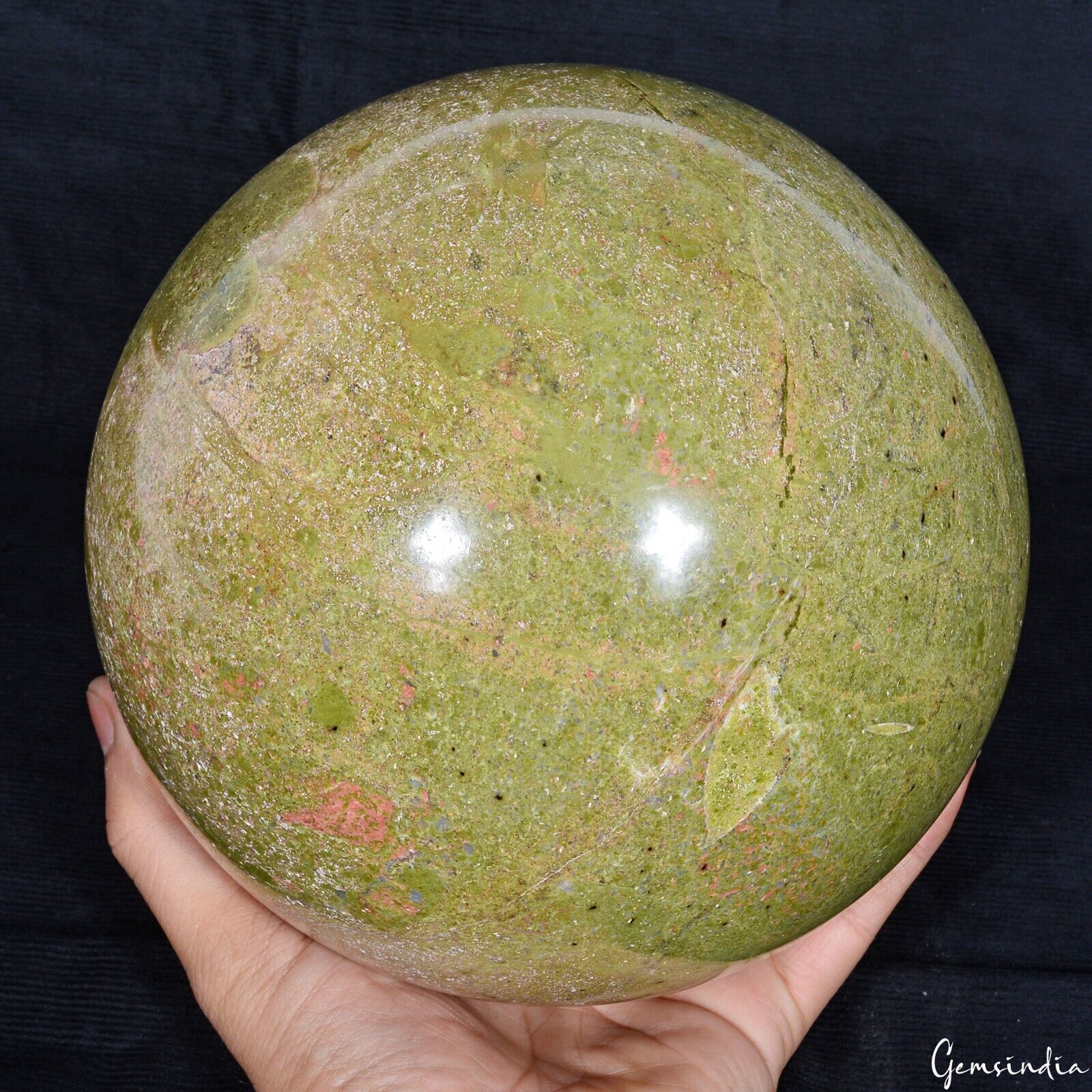 Unakite Sphere, Untreated, Red — 7" in diameter, 9.2 Kg (46000 Ct), Madagascar