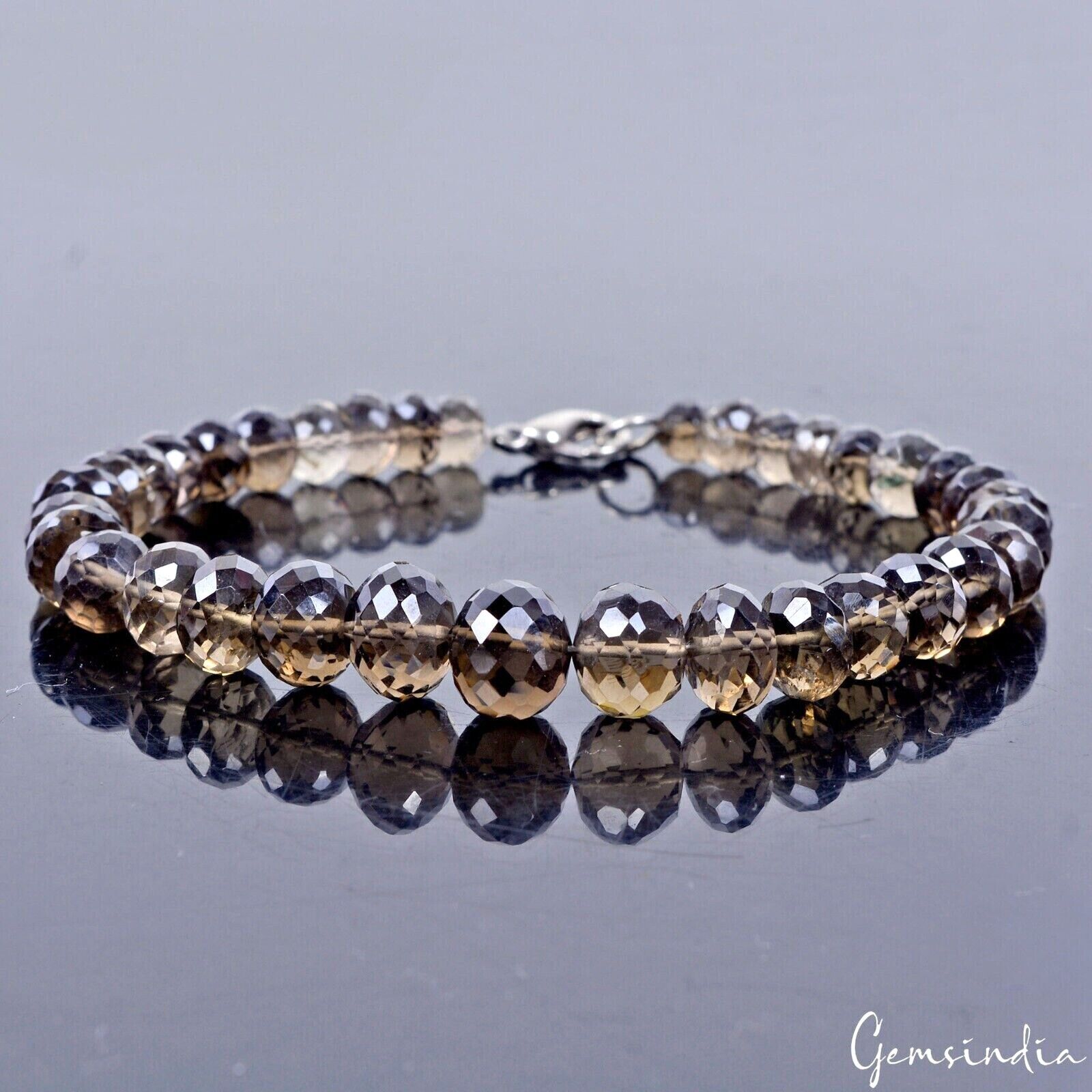 Smoky Quartz Bracelet, Untreated, Brown — 7.5 Inch, 92.40 Ct
