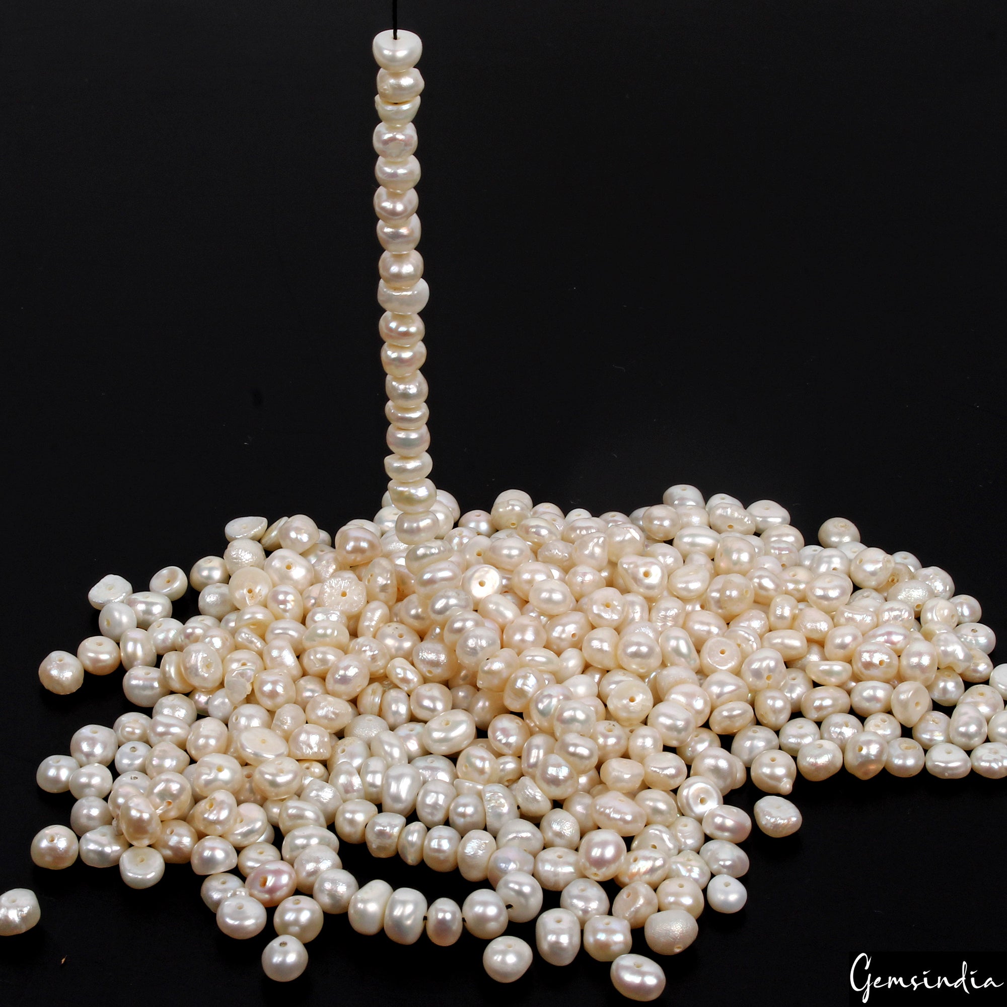 4-6mm Genuine Freshwater White Pearl Nugget Drilled Loose Bead Jewelry DIY 320Ct