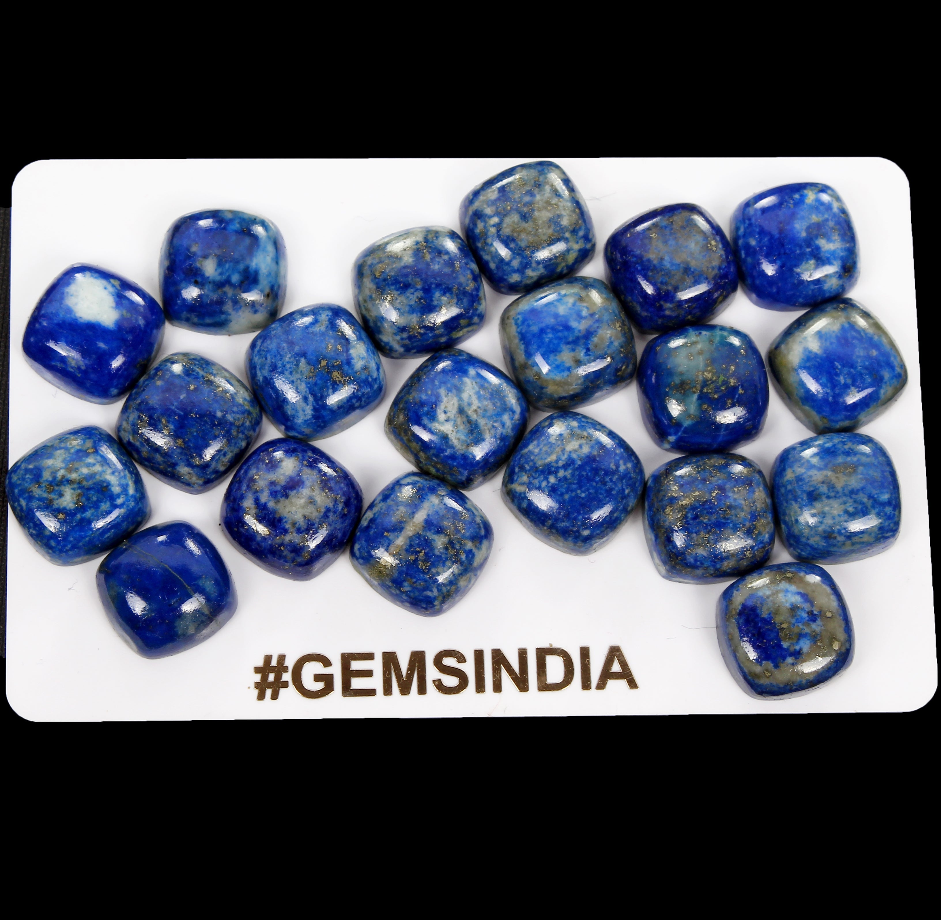 20 Pcs Natural Lapis Lazuli 12mm Calibrated Cushion Loose Cabochon Gemstones Lot