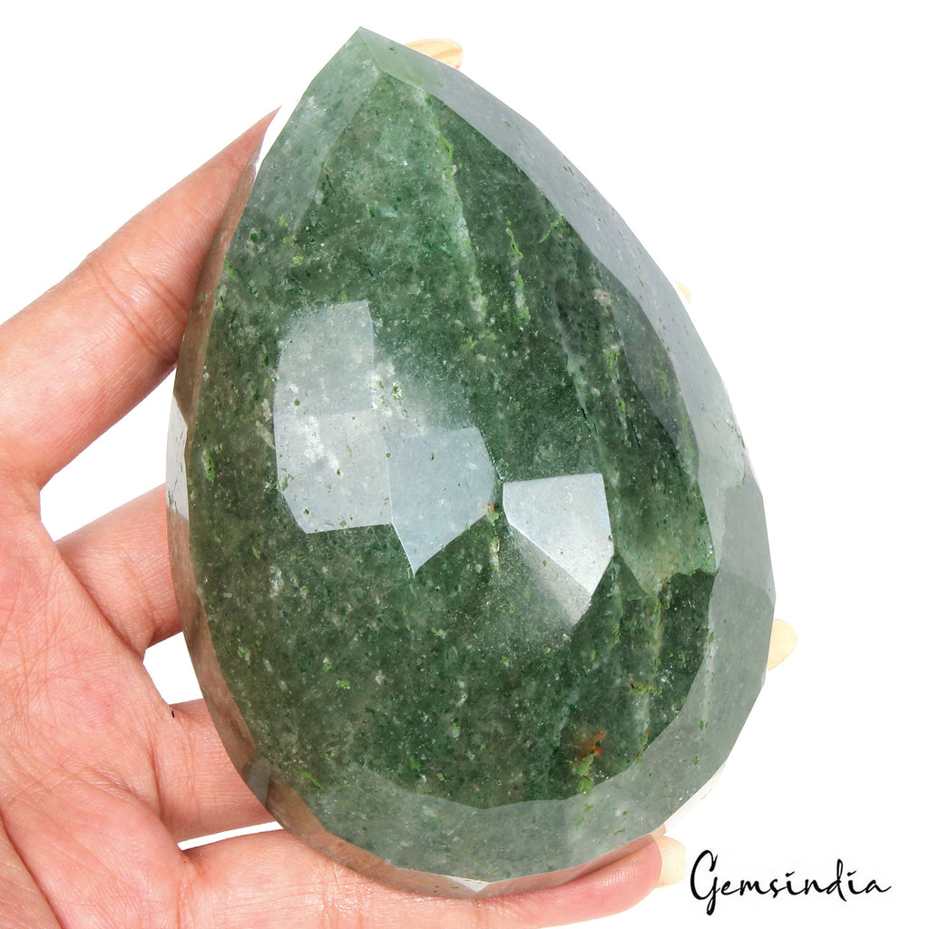 2820 Ct Natural Untreated Green Strawberry Quartz Pear Cut Museum Size Loose Gem