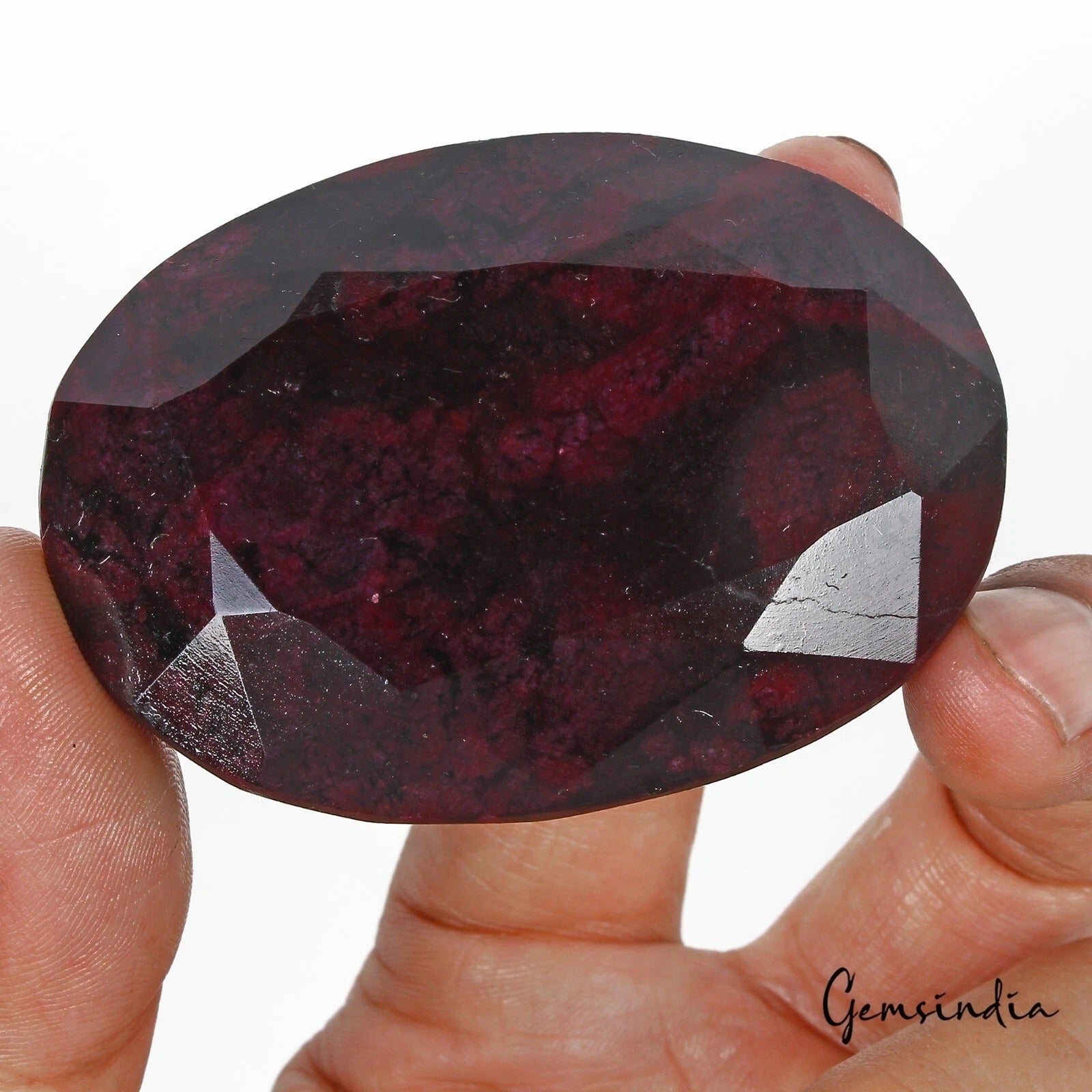 Ruby Loose Gemstone, Color Enhanced, Red — 66x47x20mm, 660 Ct
