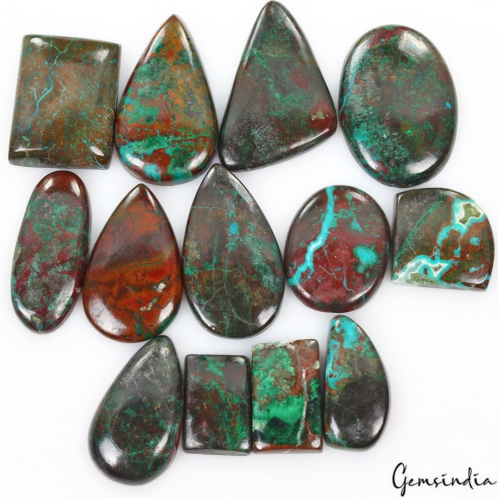 Natural Azurite Chrysocolla Mix Cabochon Designer Green Loose Gemstones ~450 Ct