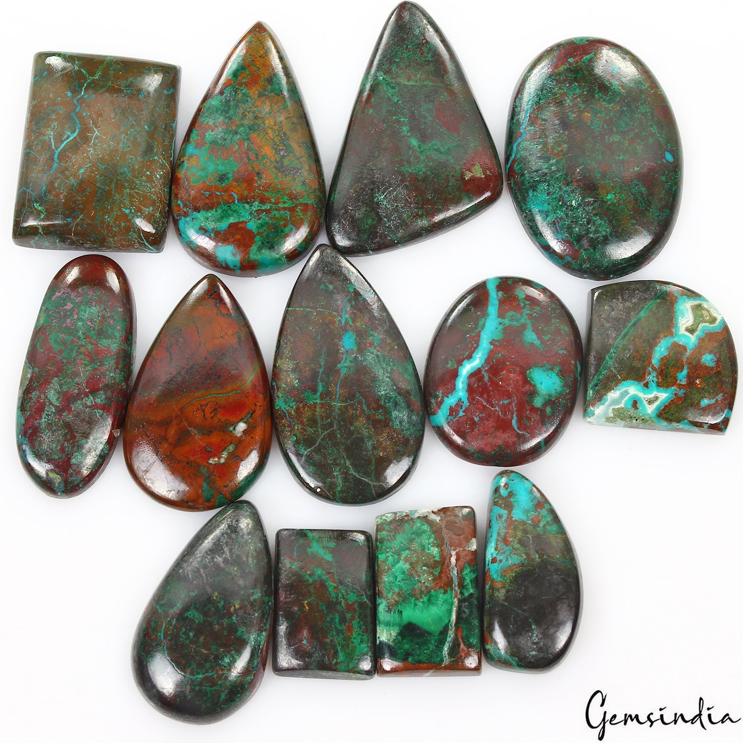 Natural Azurite Chrysocolla Mix Cabochon Designer Green Loose Gemstones ~450 Ct