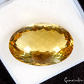 VVS 38.40 Cts Natural Golden Yellow Citrine Certified Oval Checker Cut Gemstone