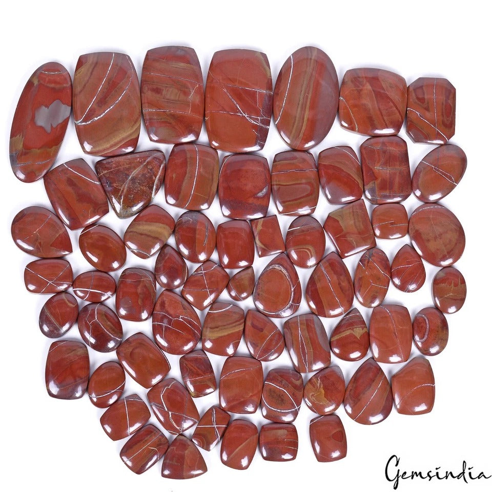 1100 Cts/62 Pcs Natural Untreated Red Jasper Mix Cab Wholesale Gems For Jewelry