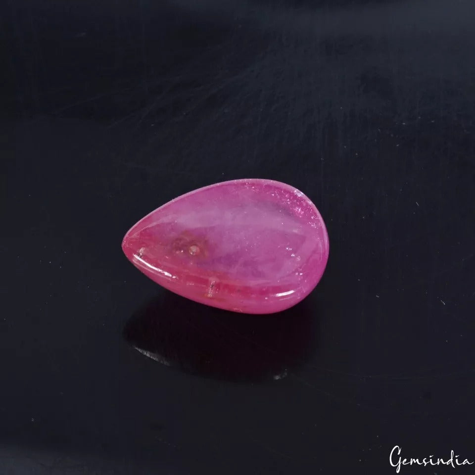 IGL&I Certified 13.90Ct Natural Pink Red Heated Ruby Pear Cab Loose Gem For Ring