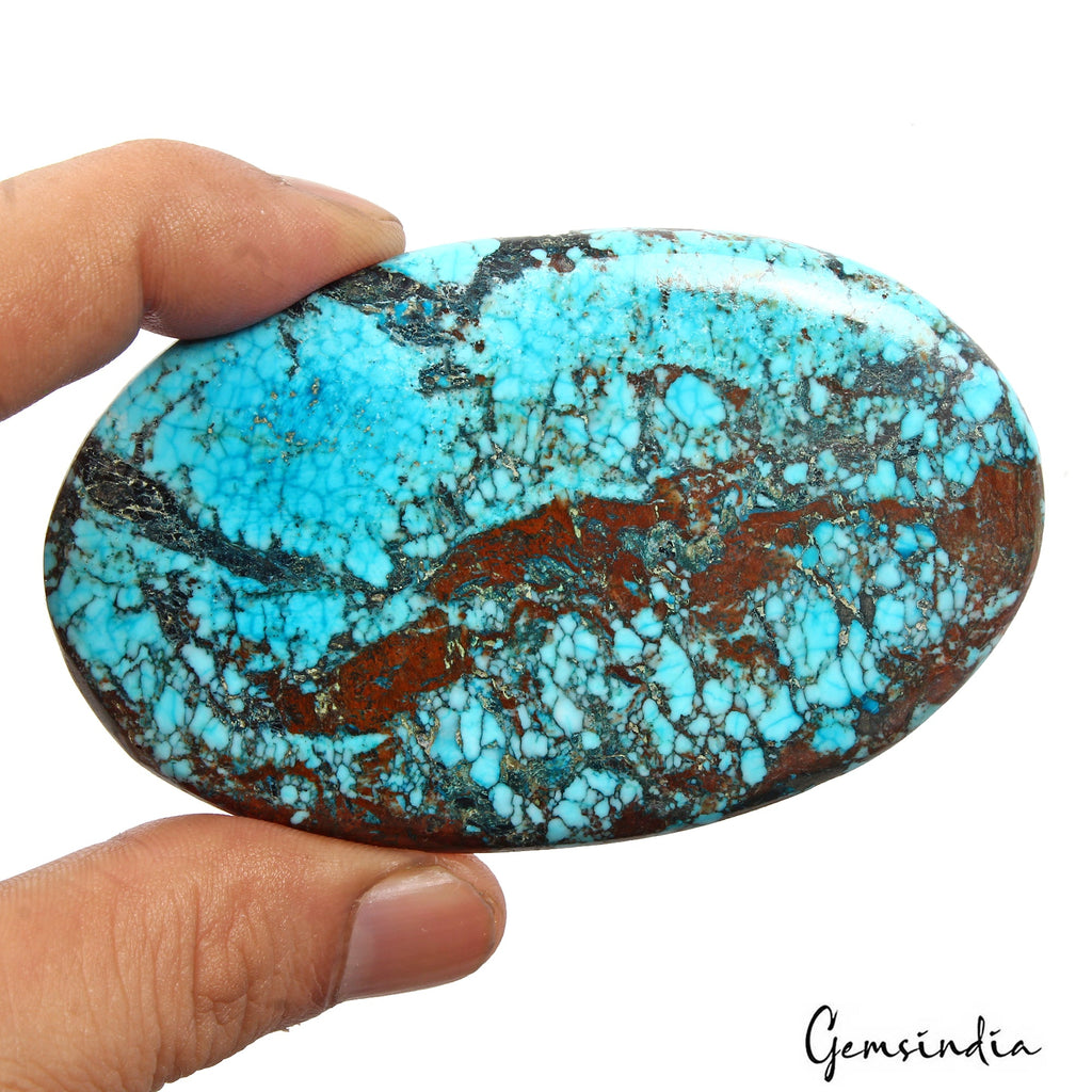 320 Ct Blue Spiderweb Turquoise Oval Cab Arizona Museum Huge Size Loose Gemstone