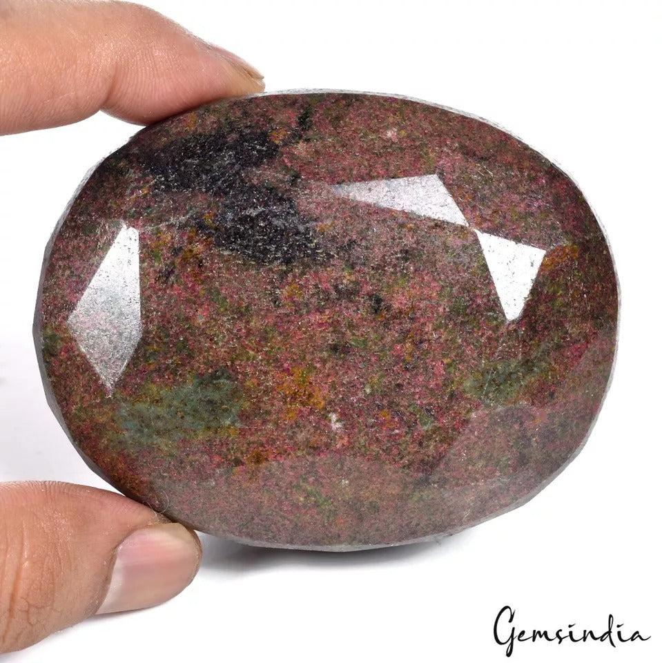 2120 Ct Natural Untreated Ruby Fuchsite Oval Faceted Earth Mined Loose Gemstone