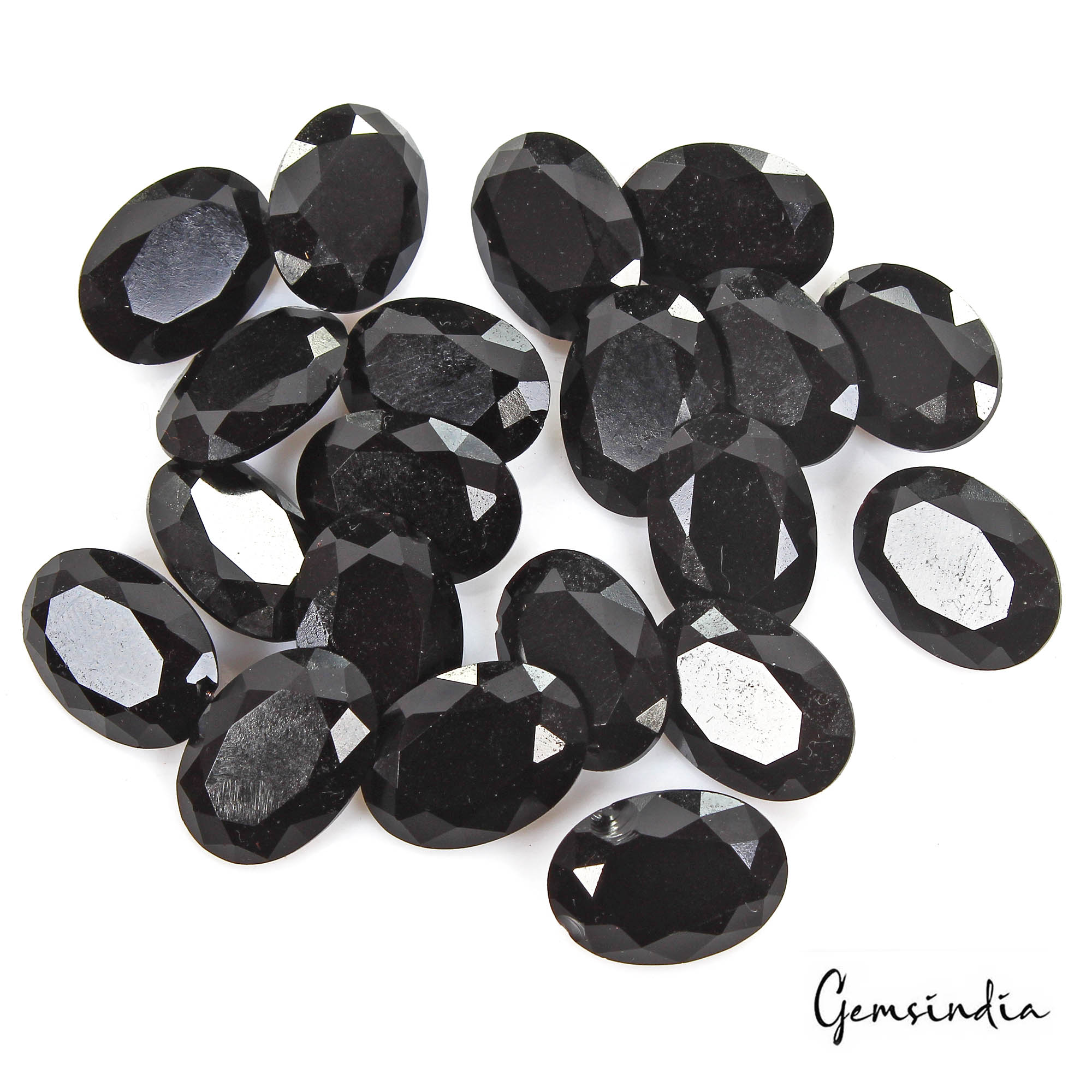 163.10 Ct/20Pcs Natural Brazilian 'Z' Black Onyx Oval Calibrated Gem For Jewelry