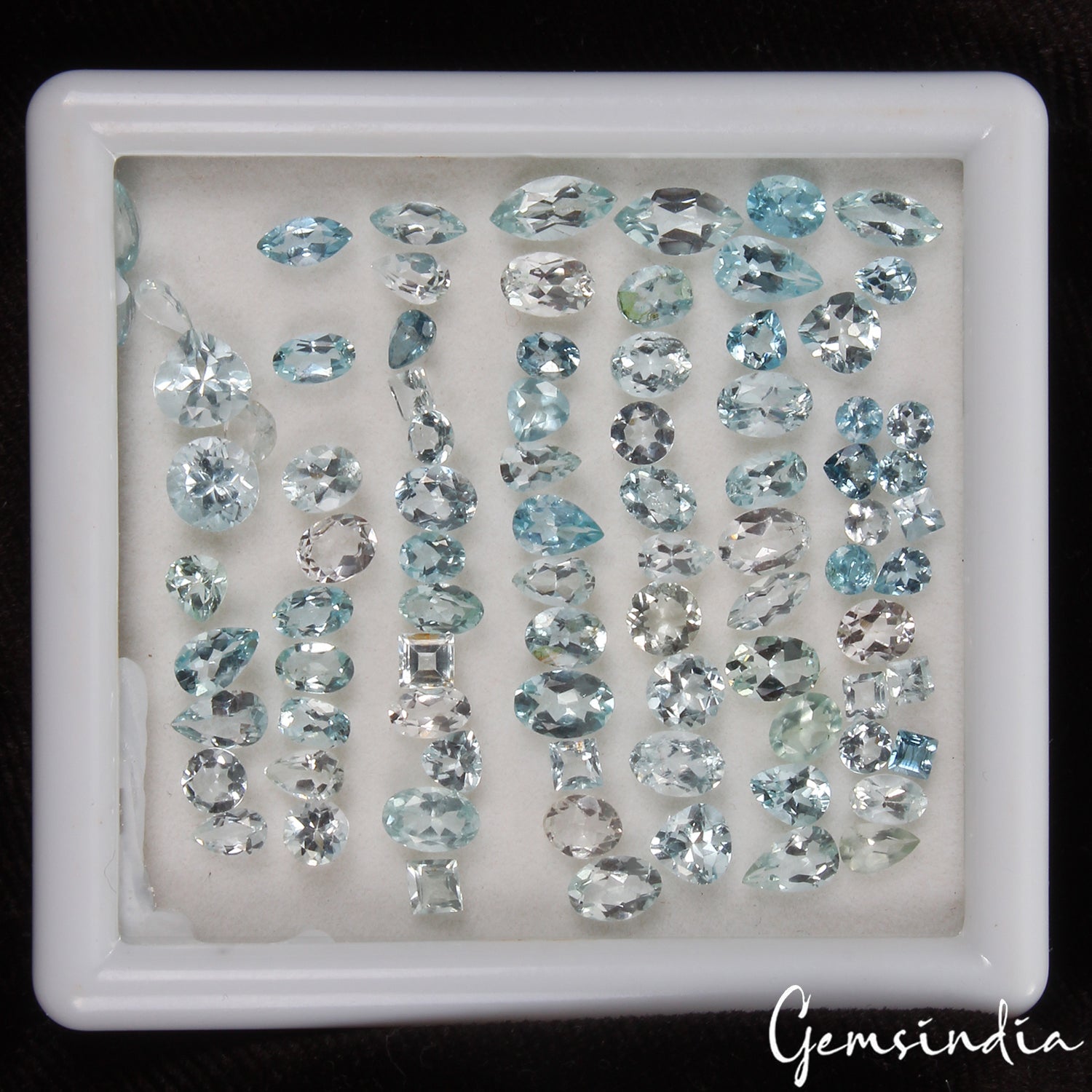 84 Pcs Natural Blue Aquamarine Mix Cut 2.5-8mm Loose Jewelry Gemstones~21.20 Cts