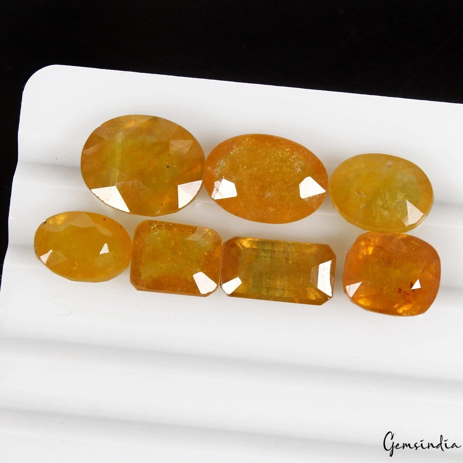 42.70 Ct/7 Pcs Natural Untreated Ceylon Yellow Sapphire (Pukhraj) Loose Gems Lot